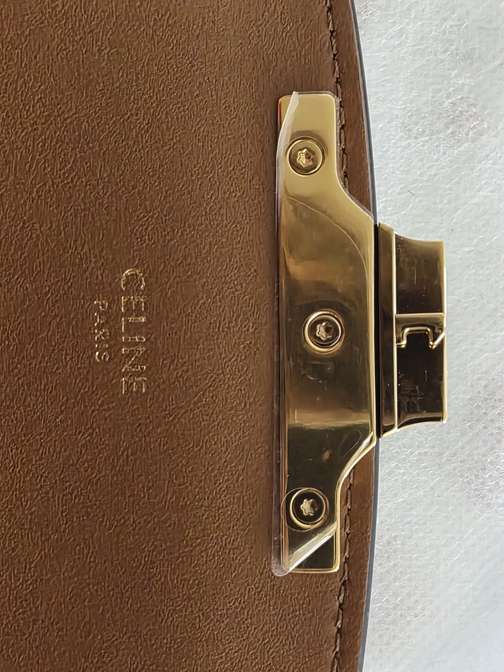 Celine Teen Triomphe Canvas Shoulder Bag with Tan Leather Trim - Picture 11 of 16